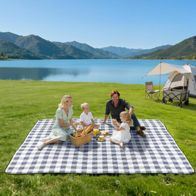 Extra Large Picnic Blanket Waterproof Foldable 80''X80'', Outdoor Picnic Mat Beach Blanket Sandproof For Park, Grass, Travel, Hiking, Camping Essentials, Gingham Picnic Blanket