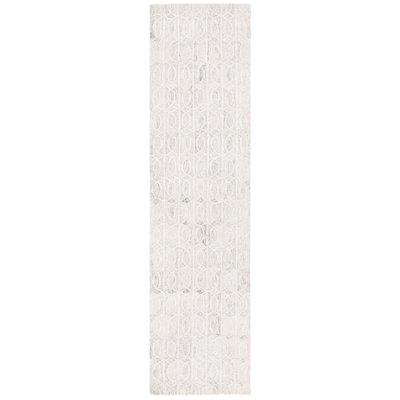 Ebony Hand Tufted Wool Viscose Cotton with Latex Geometric Rug in Ivory/Beige