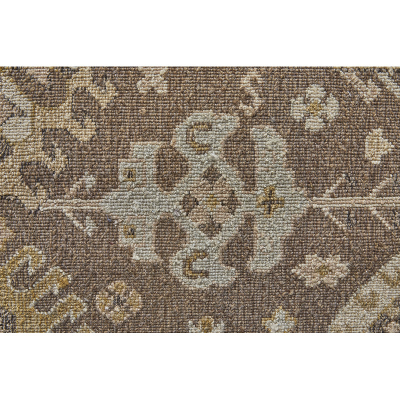 Corbitt Wool Oriental Area Rug in Brown, Rectangle 2' x 3'