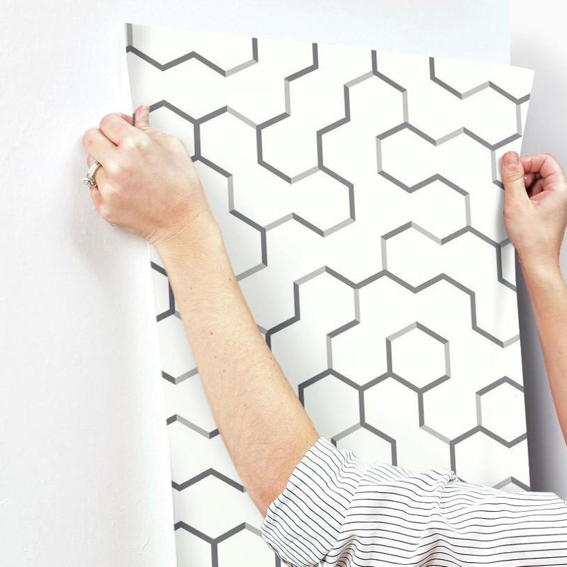 Rouleau de papier peint adhésif de L 16,5 pi x l 20,5 po Berlie, Gris