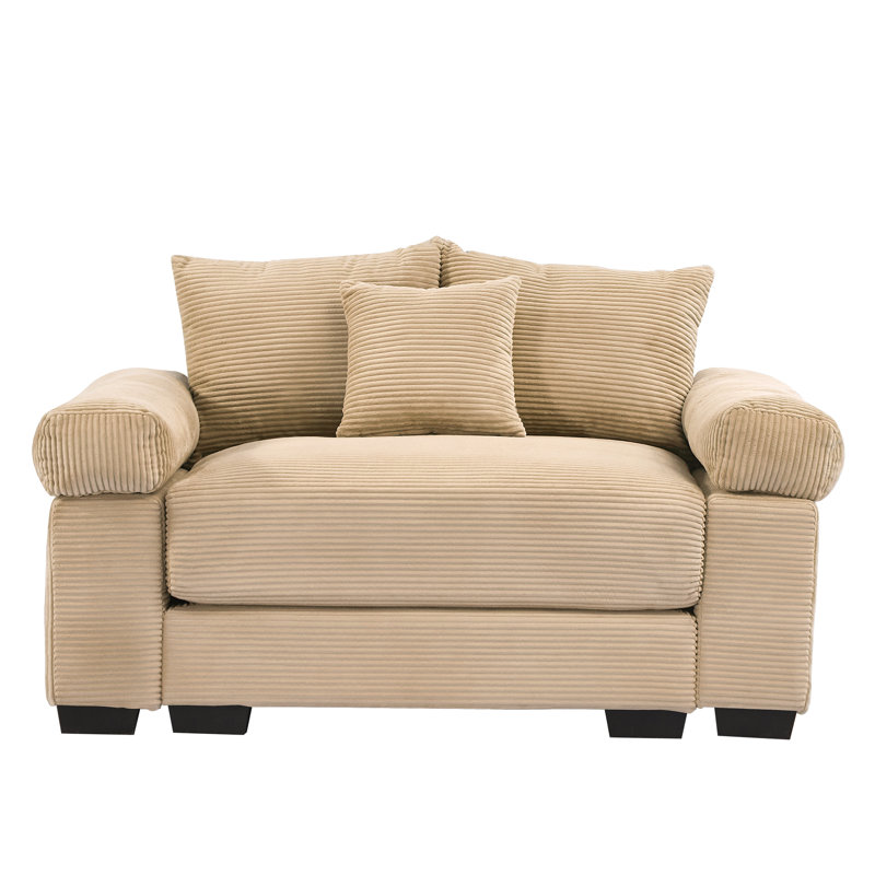 54" Single Deep Seat Chair Chenille Upholstered Armchair Modern Single Sofa Suitable For Living Room, Bedroom, Lounge, Camel