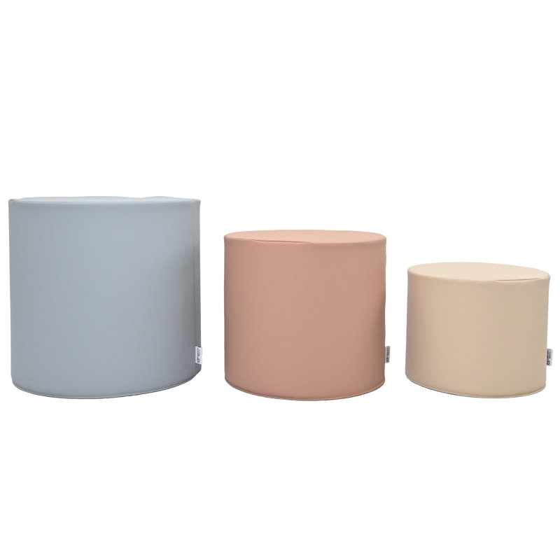 Trio de repose-pieds , Crème / bleu / rose