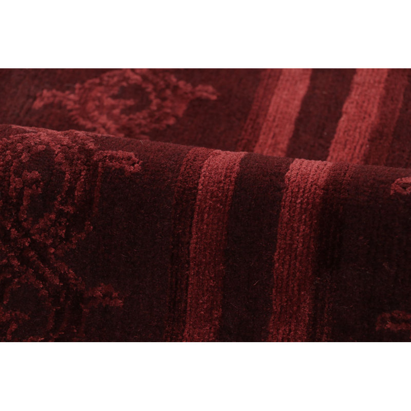 Modern Handmade Silk and Wool Geometric Area Rug