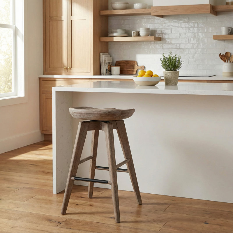 Tabouret de bar et de comptoir Saunderstown, Gris délavé, Tabouret de comptoir (siège d'une hauteur de 24,5