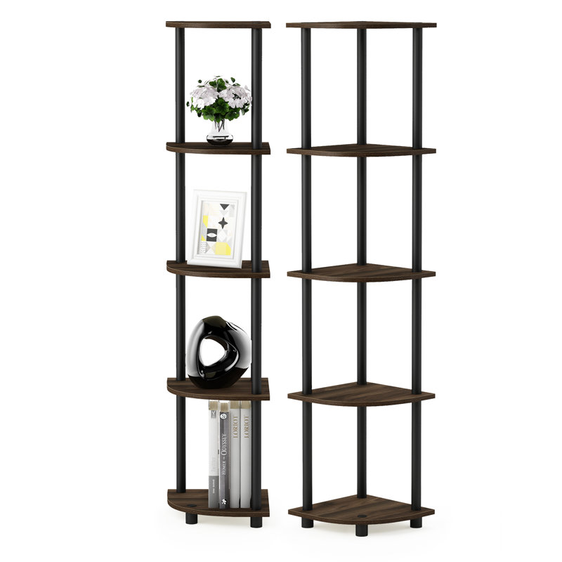 Corner Bookcase, Columbia Walnut/Black