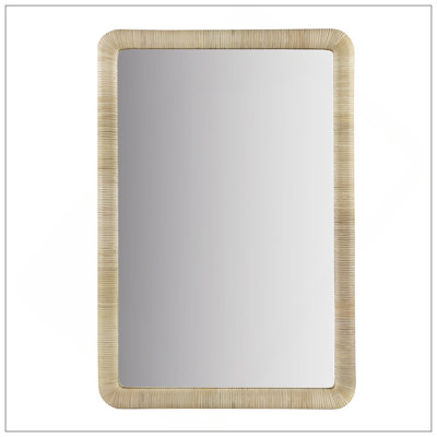 Natural Rattan Rectangle Wall Mirror, Versatile And Stylish With Rounded Corners For Any Room Decor