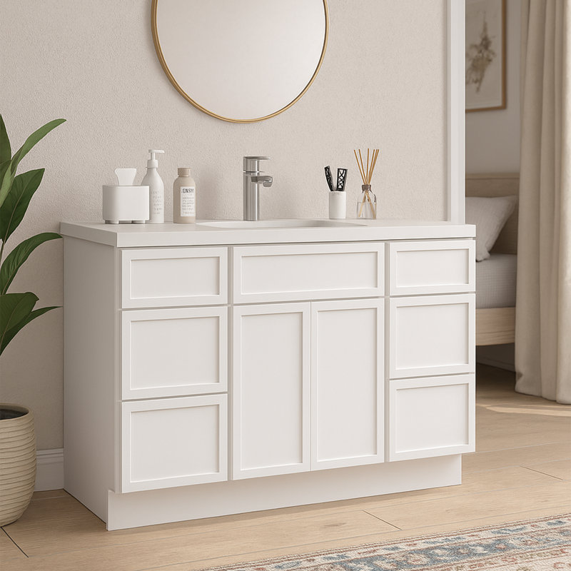54'' Single Bathroom Vanity Base Only, White