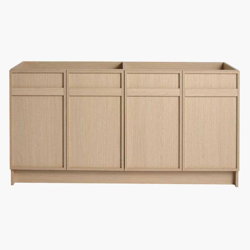 Meuble-lavabo autoportant 60 po et 4 portes d'armoire à fermeture en douceur (seulement meuble-lavabo, sans lavabo)
