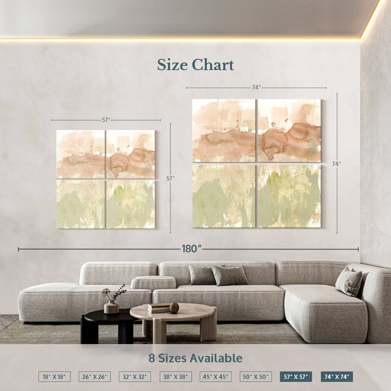 Dusty Blush And Olive II, H 74 po x l 74 po