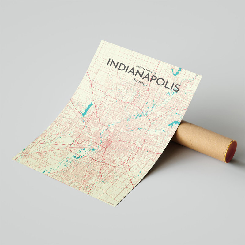Indianapolis City Map - Unframed Print, 17" H x 11" W