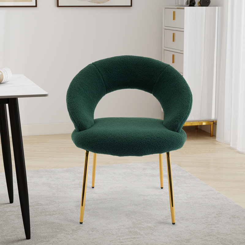 Chaise de salle à manger rembourrée, Velours vert
