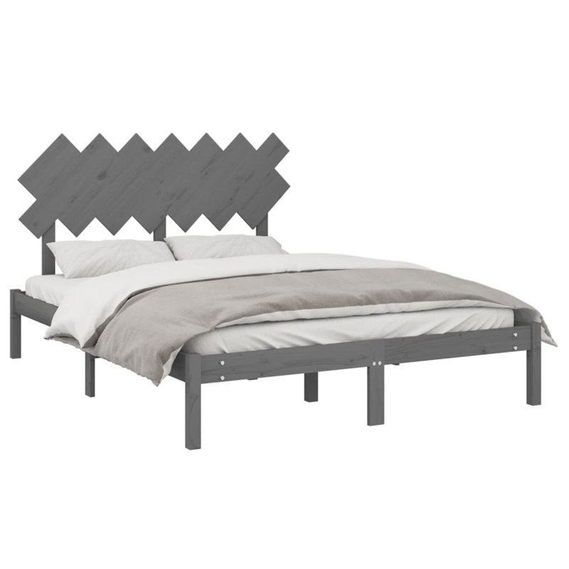 Bed Frame Solid Wood, white, European Double (140 x 200cm)