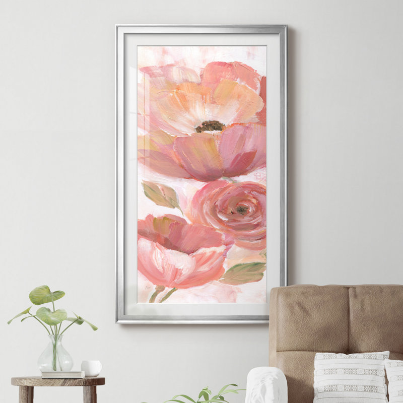 " Blooming Coral IV " Painting Print, Silver Framed, 40" H x 20" W x 1" D