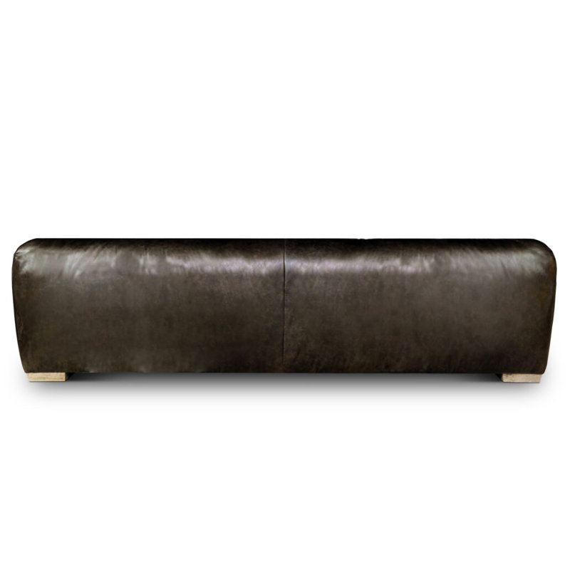 Canapé à accoudoirs arrondis en cuir véritable de 111 po Bondstreet, Cuir véritable rodéo gris anthracite, Cendre miel
