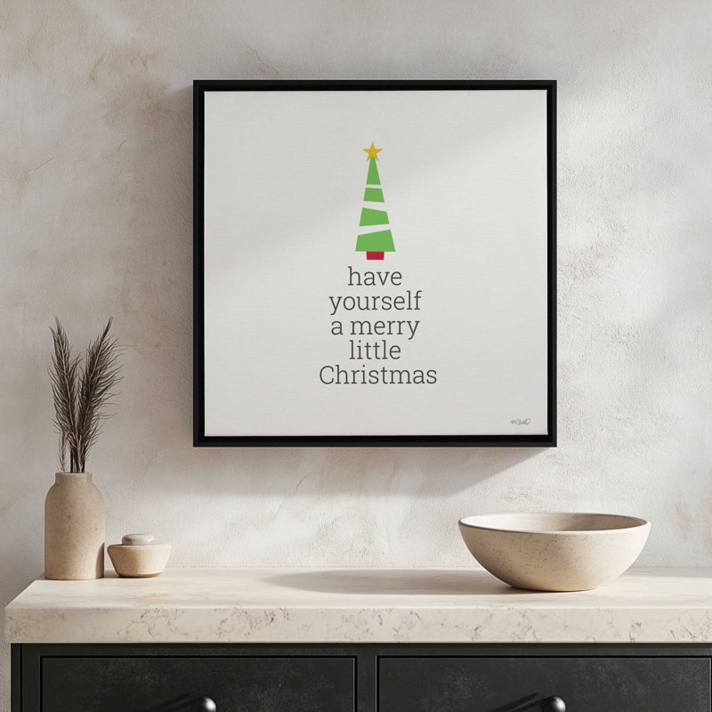 «Merry Little Christmas» par Kate Sherrill, reproduction d'art, L 30 po x H 30 po, Argent, Toile avec cadre