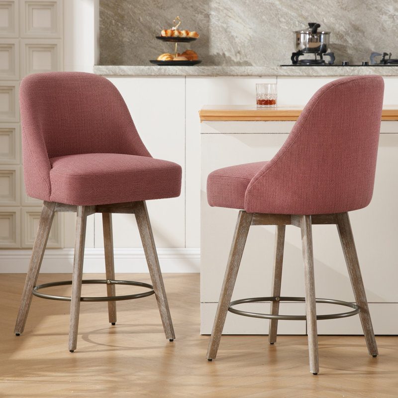 Tabouret pivotant rembourré 26 po Mangu, Dusty Rose