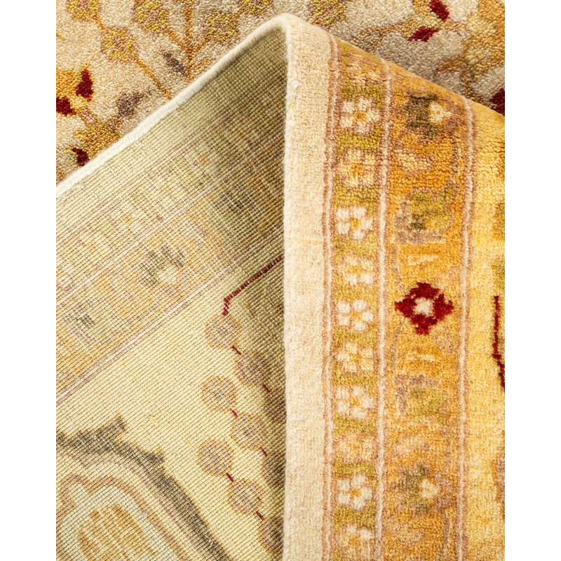 Tapis unique noué à la main orange / rouge 6 pi 1 po x 9 pi 1 po Tygan