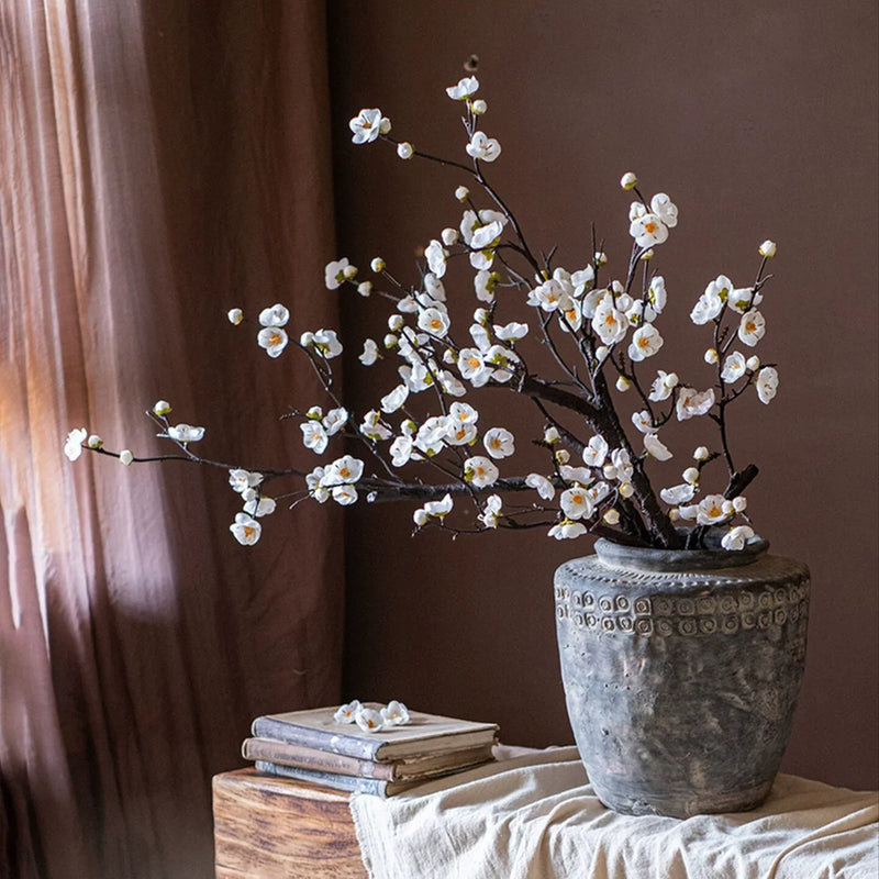 Branche de fleur de prunier rustique - 41,3 po de hauteur, Blanc, Deux tiges