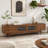 TV Stand with Fluted Glass Doors & Solid Wood Legs