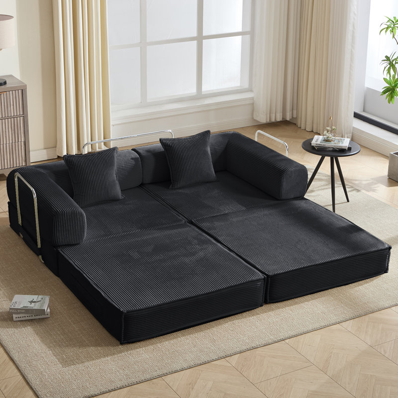 Boneless Two-Seater Modular sofa Bed, Black