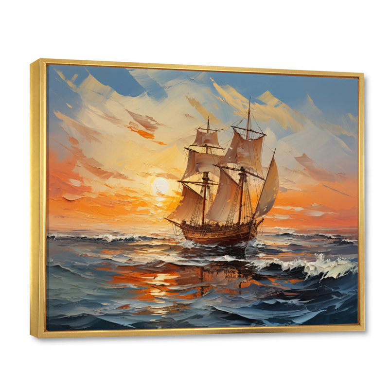 Teja Boat Vibrant voyages II sur toile, H 24 po x l 32 po x P 1 po, Cadre flottant doré