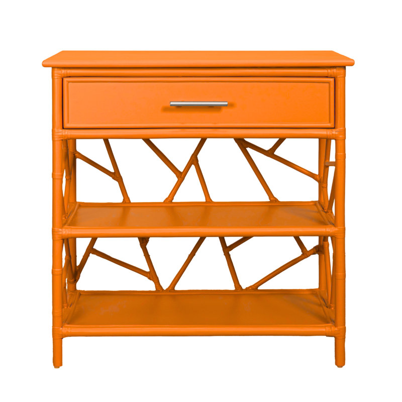 End Table with Storage, Citrus Orange