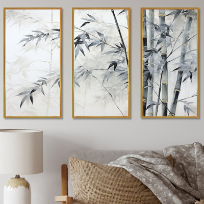 Bambou sauvage noir et blanc - ensemble d'art mural en bambou