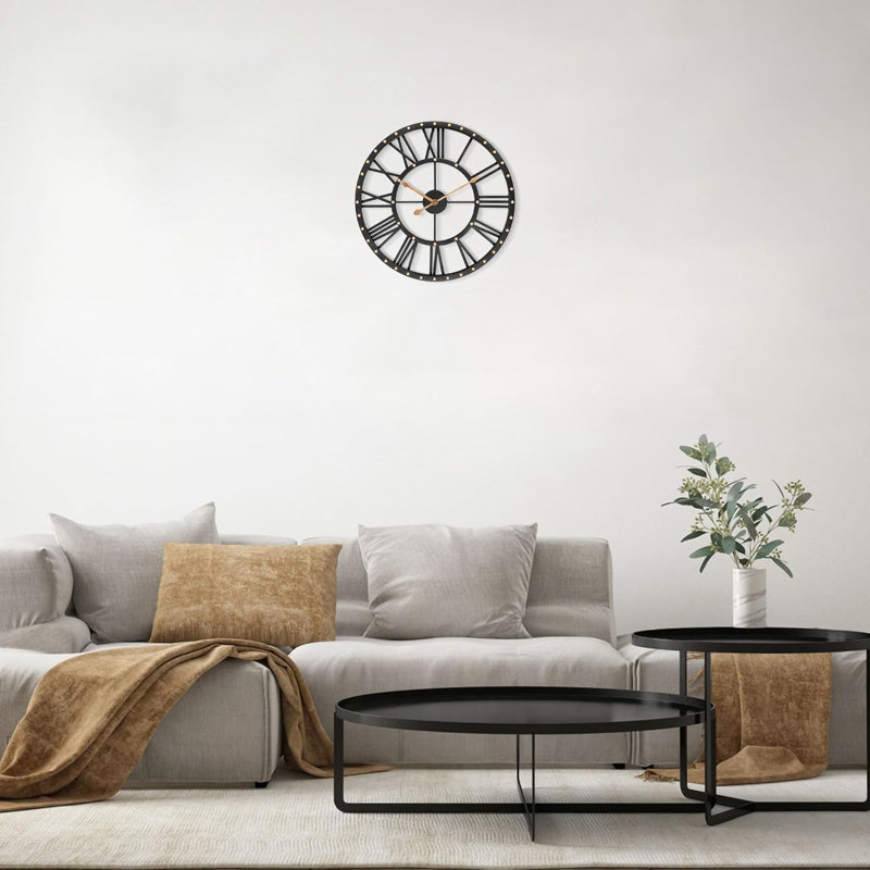 Large Metal Wall Clock, Silent Non-Ticking Black Wall Clocks For Living Room Decor, Battery Operated Outdoor Clock For Patio, Bedroom, Dining Room
