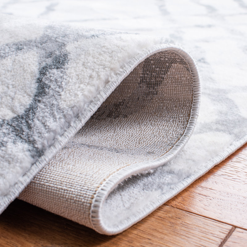 Peaks Geometric Ivory/Gray Area Rug, Rectangle 4' x 6'