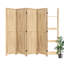 Paravent 4 panneaux pliable avec tablettes de rangement latérales, écran d'intimité en bois autoportant, 2 styles de panneaux décoratifs pour la chambre à coucher du salon-120249136