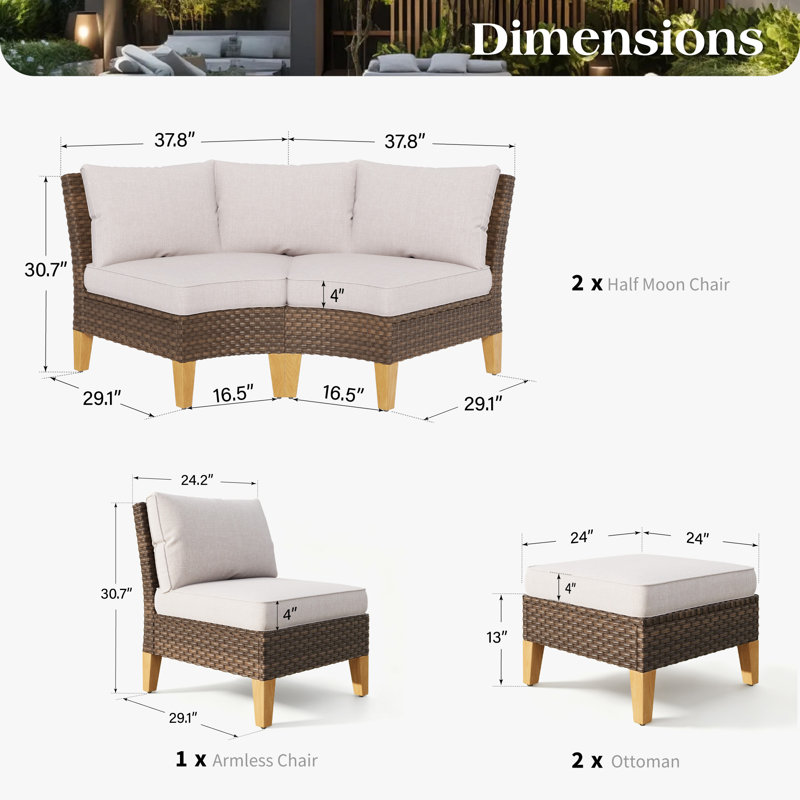 Ensemble de conversation 7 pièces Shutesbury, Non, Beige