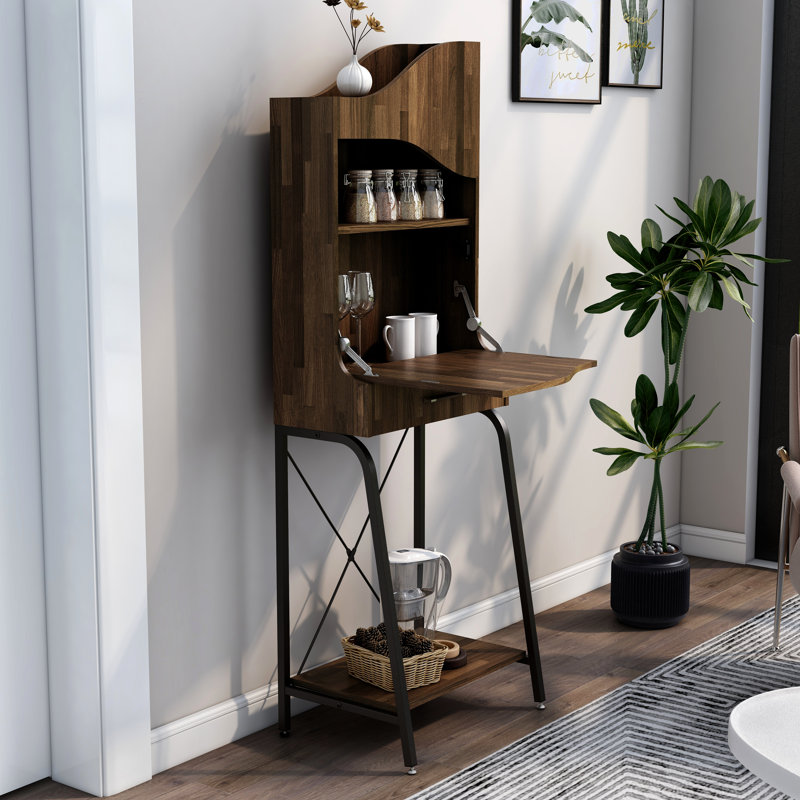 Urmis Industrial Wavy Design MDF Beverage Cabinet