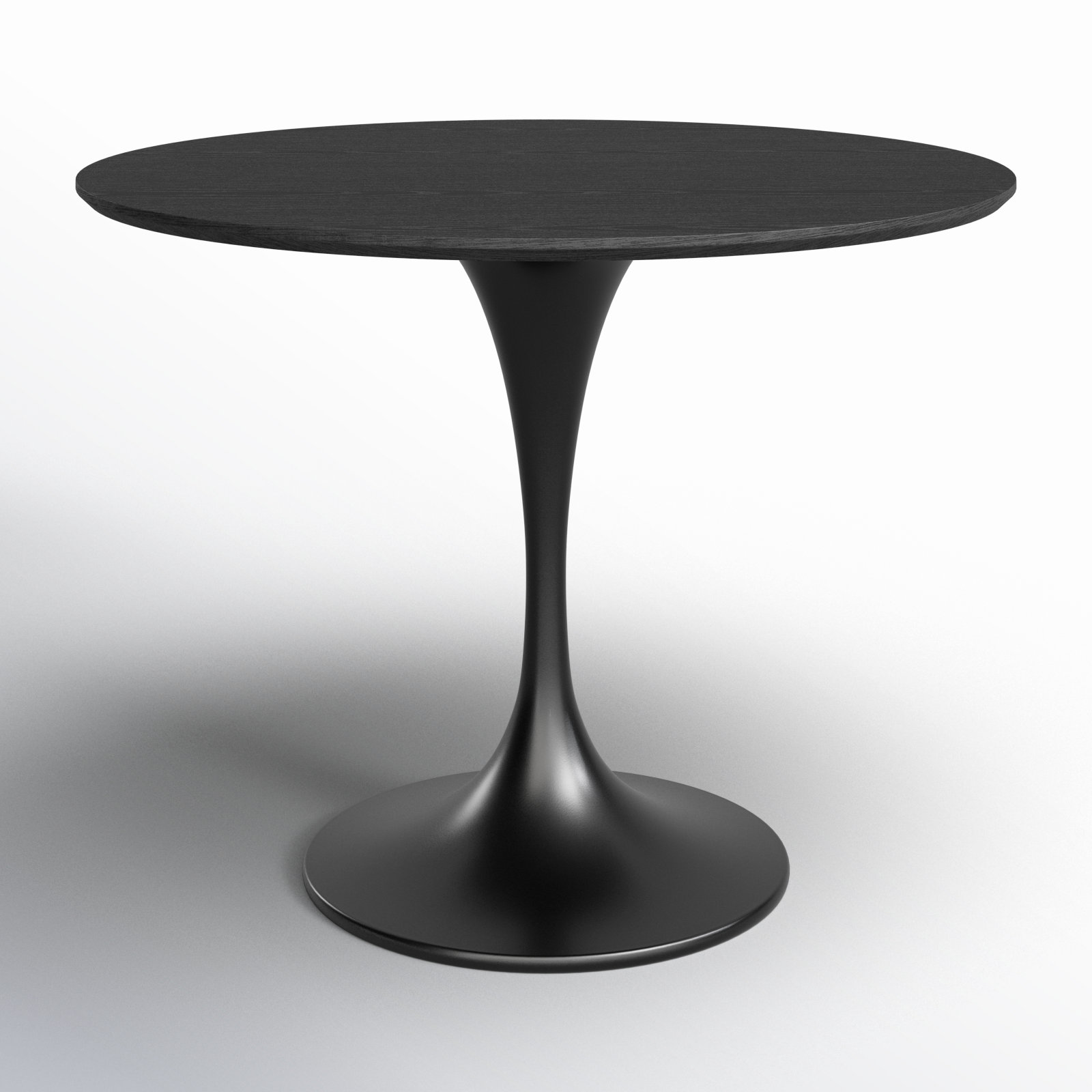 Flow 39.4'' Round Dining Table, Black/Black