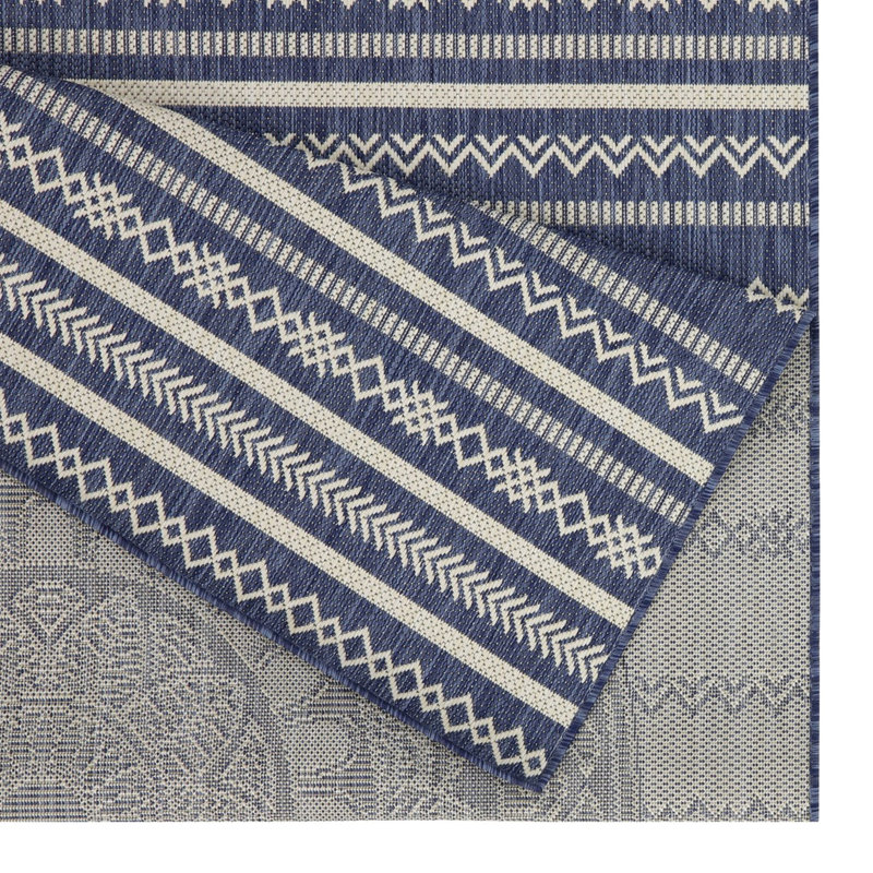 Blue Polypropylene Indoor/outdoor Area Tapis For Under Furniture - 5 Ft. 3 In. X 7 Sunshine Gchar2016, Rug Use And Stain-