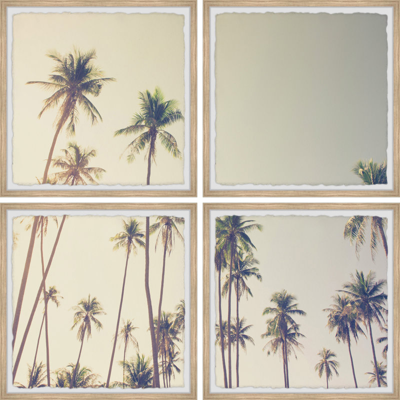 Palm Cool Breeze - 4 Piece Single Picture Frame Print Set, 45" H x 45" W x 3.81" D