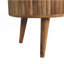 Table basse à rayures en bois, 2 tiroirs, pieds nordiques, brun clair