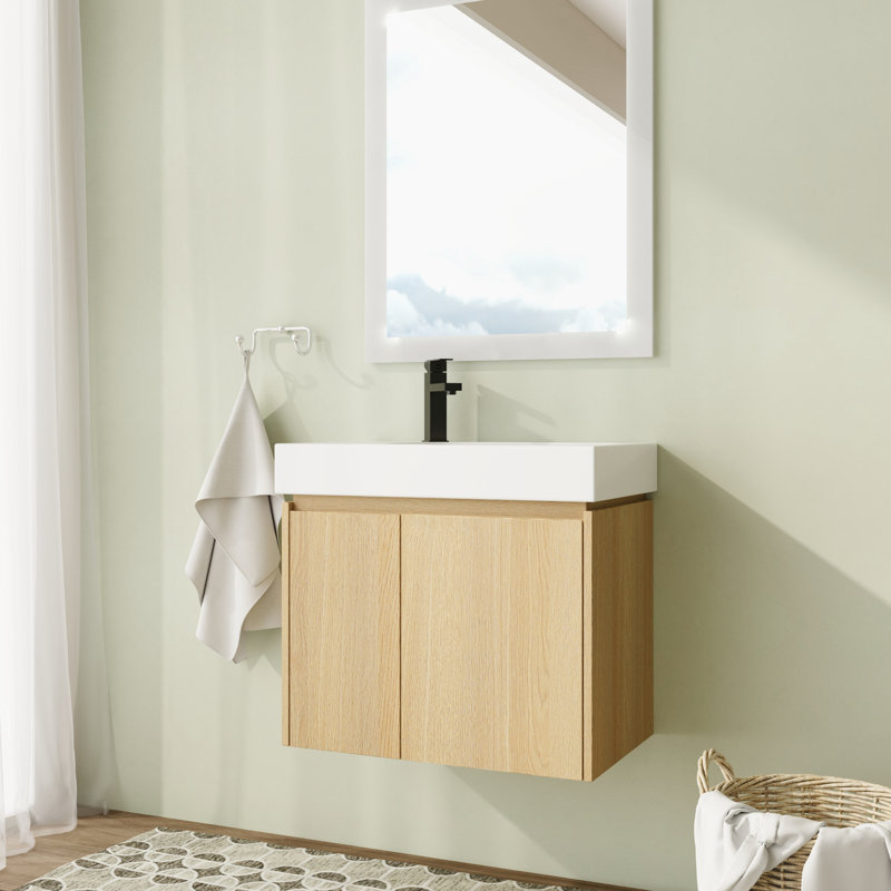 Ensemble de meuble-lavabo simple 24 po avec plateau Deveon, Beige
