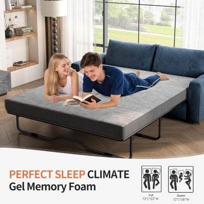 Matelas pour canapé-lit Queen Size - 147 x 183 x 7,6 cm - Mousse - 1 pièce - Canapé-lit - Gris - Grande compatibilité et dimensions standards