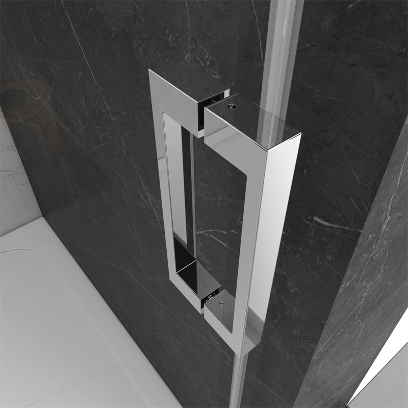 48'' W 76'' H Frameless Rectangle Reversible Shower Stall, Chrome