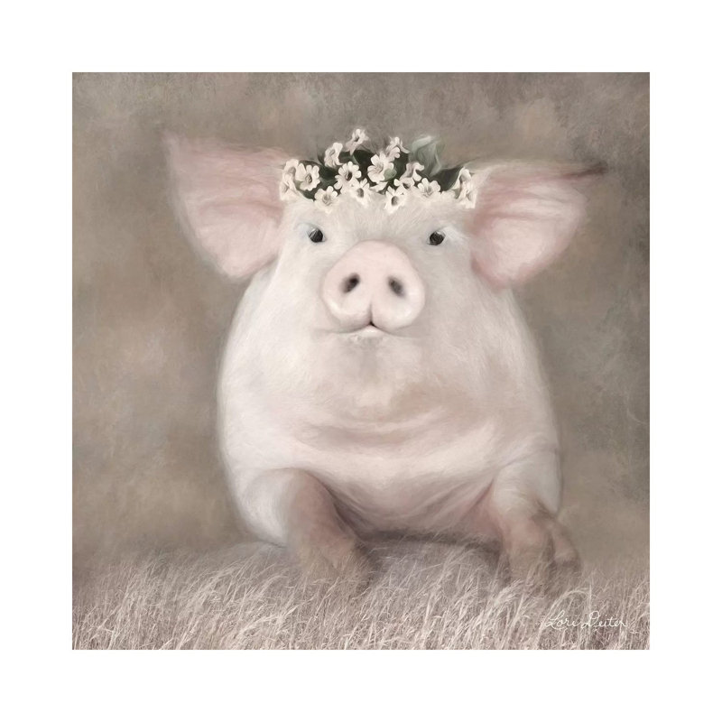 Painted Piggy by Lori Deiter - Wrapped Canvas Painting, 30.48 cm H x 30.48 cm W
