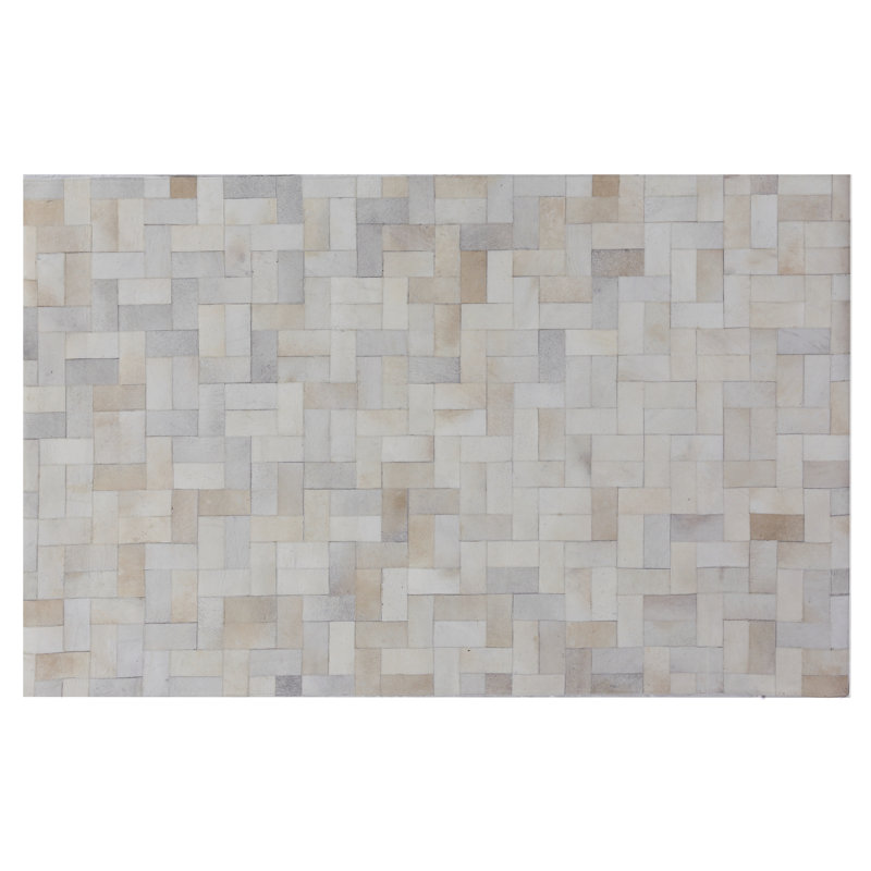 Natural Hide hand-tufted Leather Hide Ivory Area Rug