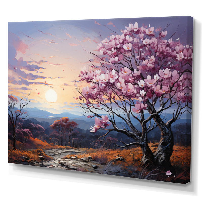 " Pink Grey Magnolias Magnolia Meadow ", 16" H x 32" W, Toile tendue