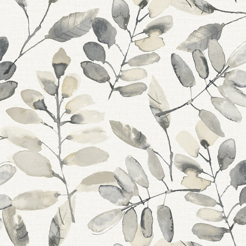 Papier peint feuilles de charbon Pinnate, Gris