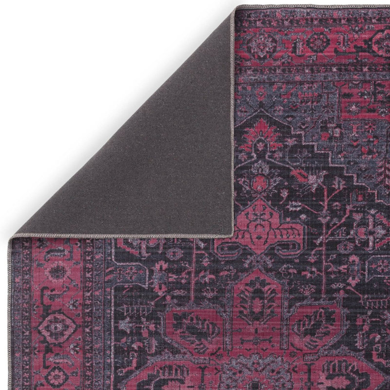 Traditional Bordered Floral Persian Abstract Easy To Clean Rug For Living Room And Bedroom, Chenille/Cotton