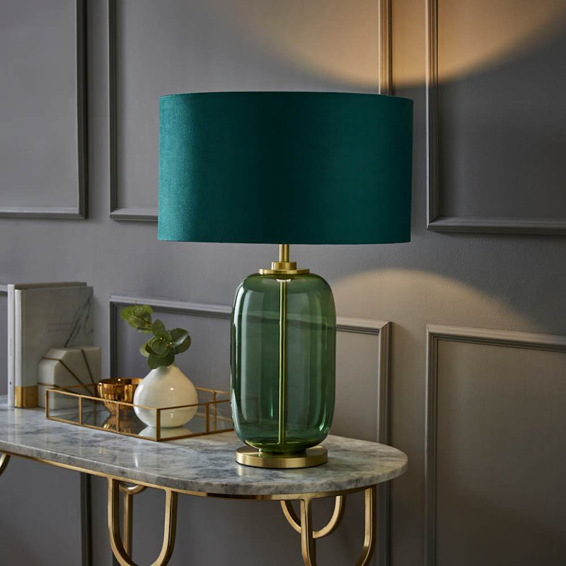 Andrevil Glass Table Lamp, Green, Forest Green