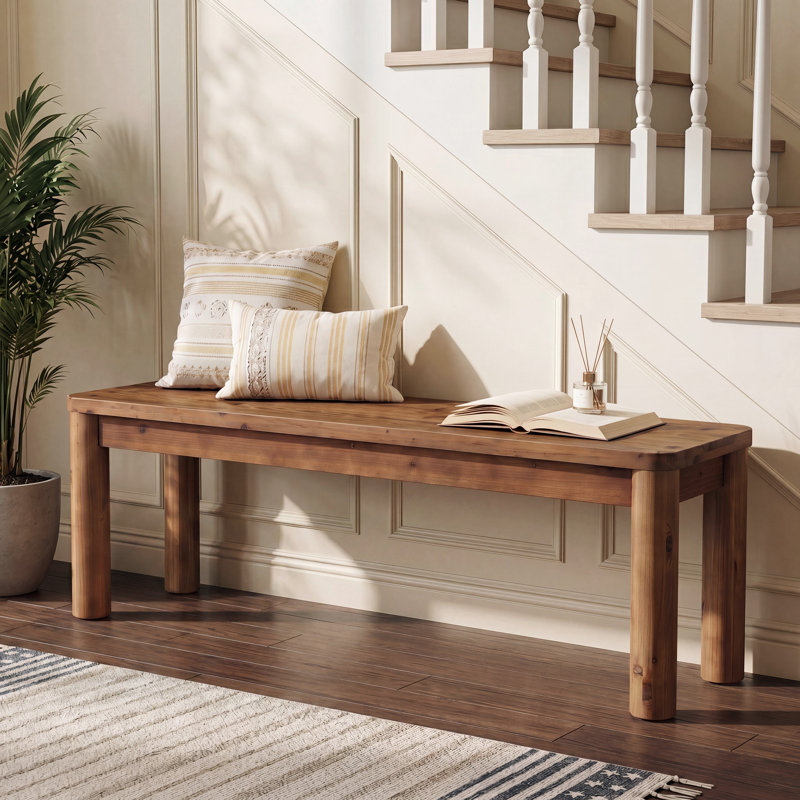 Banc de 55 po en bois massif pour vestibule