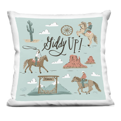 Coussin décoratif imprimé Giddy Up Cowboys & Ranch par Krissy Mast