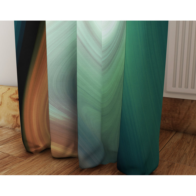 Panneaux de rideaux semi-transparents Abstract Abstract, L 40 po x L 52 po, Vert / brun