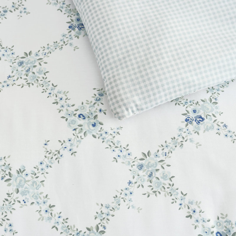 Ensemble d'édredon réversible en coton Martha Stewart, Édredon pour lit simple TG + 1 taie décorative