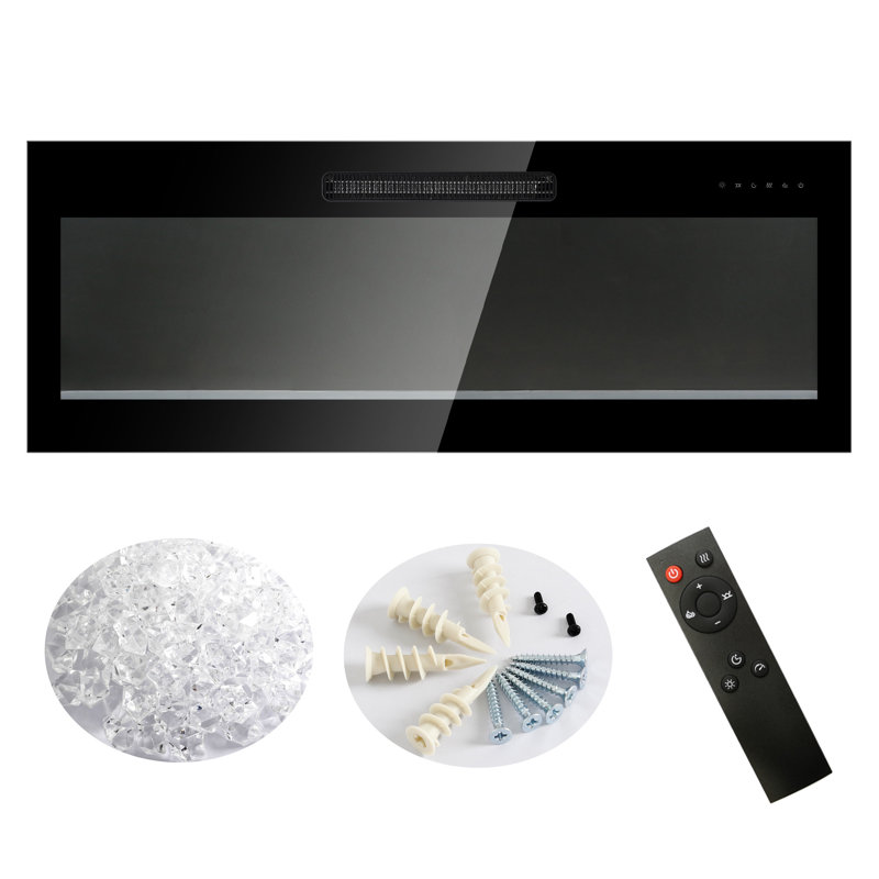 Foyer électrique de 42 pouces, télécommande, 11 réglages de température, 5 réglages de luminosité ultra mince 1400W chauffage, luminosité, option de plateau de table